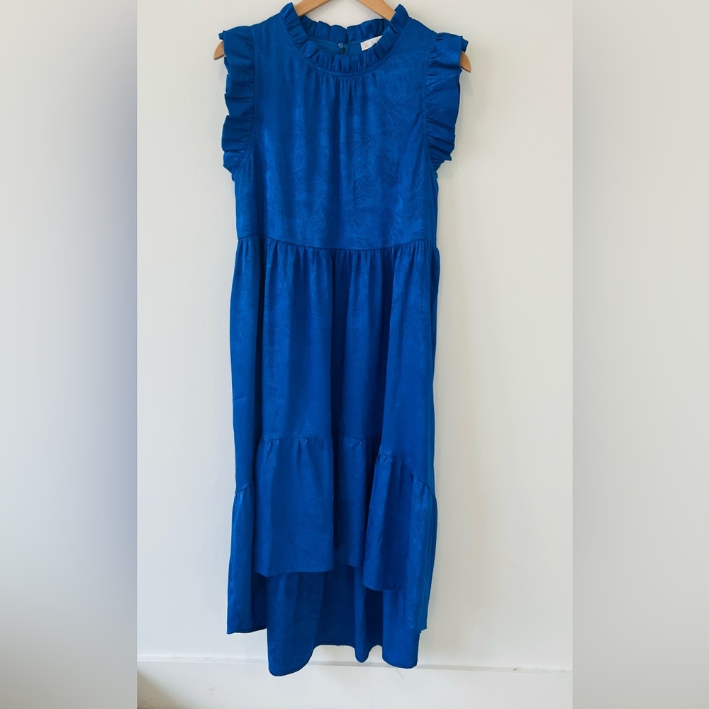 Karlie Royal Blue Ruffle Tiered Midi Dress - Size S